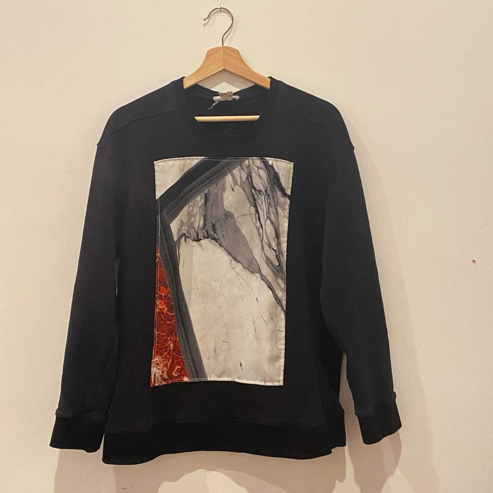 Helmut Lang Graphic Print Sweatshirt Medium Black Abstact
